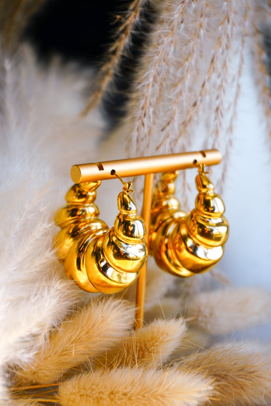 Pendientes oversize con forma de croissant estilo opulento - Oro