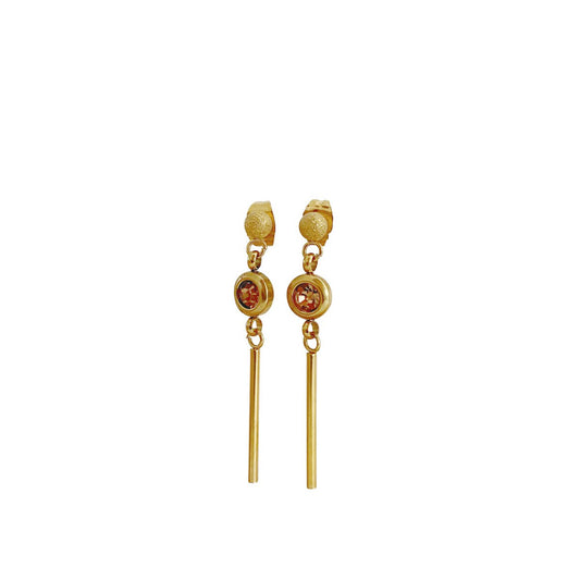 Pendientes elegantes con diamante coñac - Oro