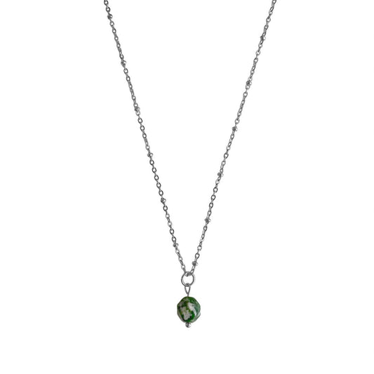 Green Spot Jasper Ketting - Zilver