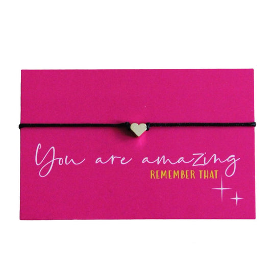 Tarjeta de felicitación "Eres increíble" con pulsera de corazón