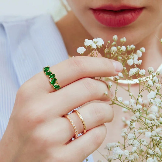 Anillo Vintage en talla King Emerald Verde - Oro - Talla 6/7/8 