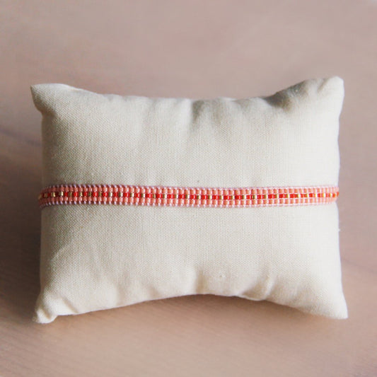 Weave armband perzik/rood/verguld