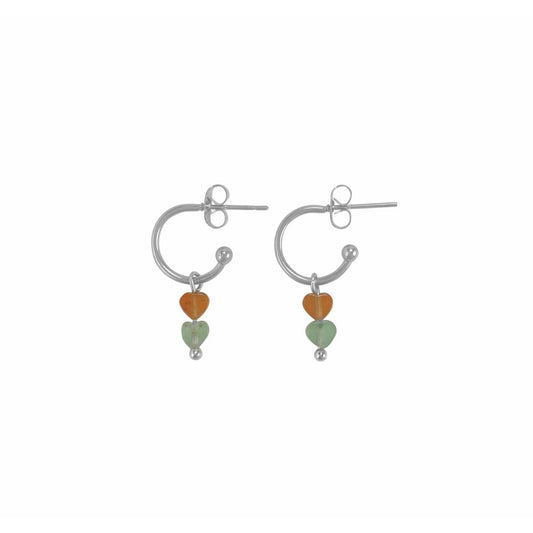 Pendientes Natural Beauty &amp; Sweetheart con corazones de aventurina - Plata 