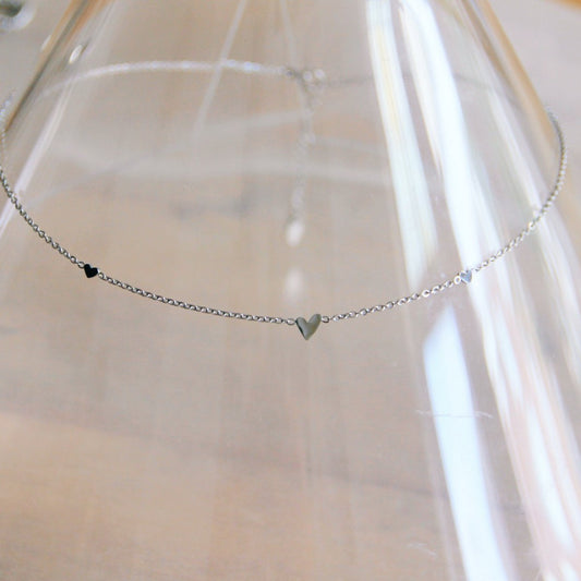 Elegante Ketting met Kleine Hartjes - Zilver