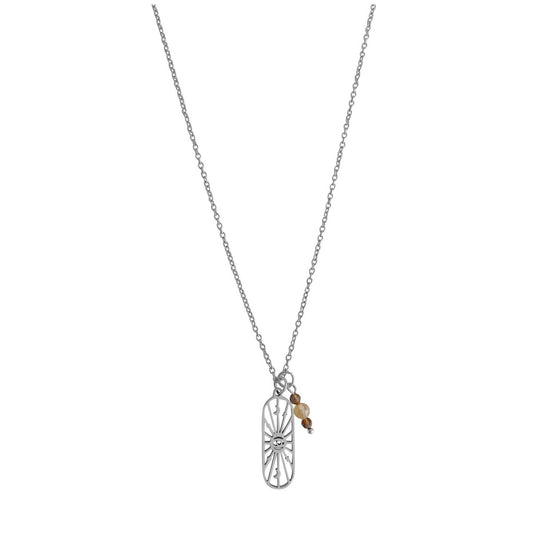 Smoky Quartz "All-Seeing Eye" en Citrine Ketting - Zilver