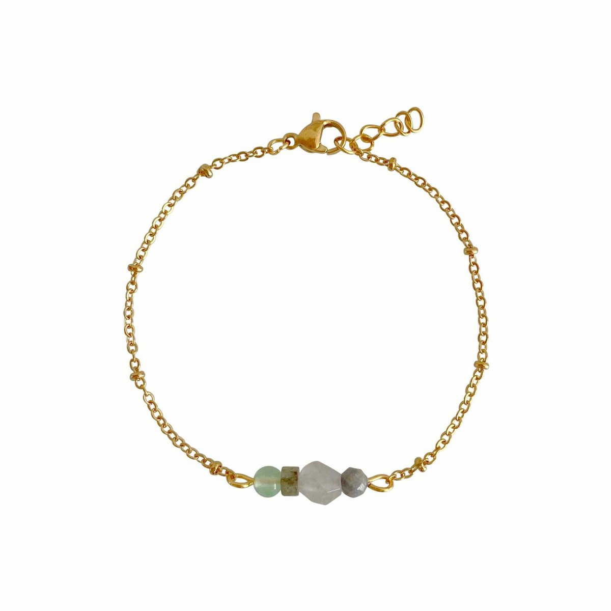 Jade, Labradoriet, Agaat en Saffier edelsteentjes "Power" Armband - Goud