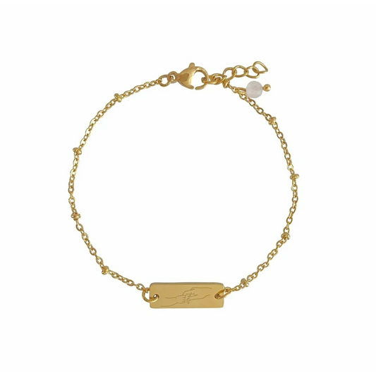 Pulsera de Piedra de Cuarzo Rosa Madre e Hijo - Oro 