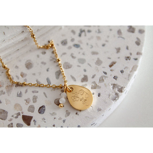 Ketting met Druppelvormige Liefde bedel - Goud