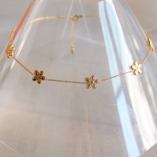 Sierlijke Ketting met Bloemen - Goud