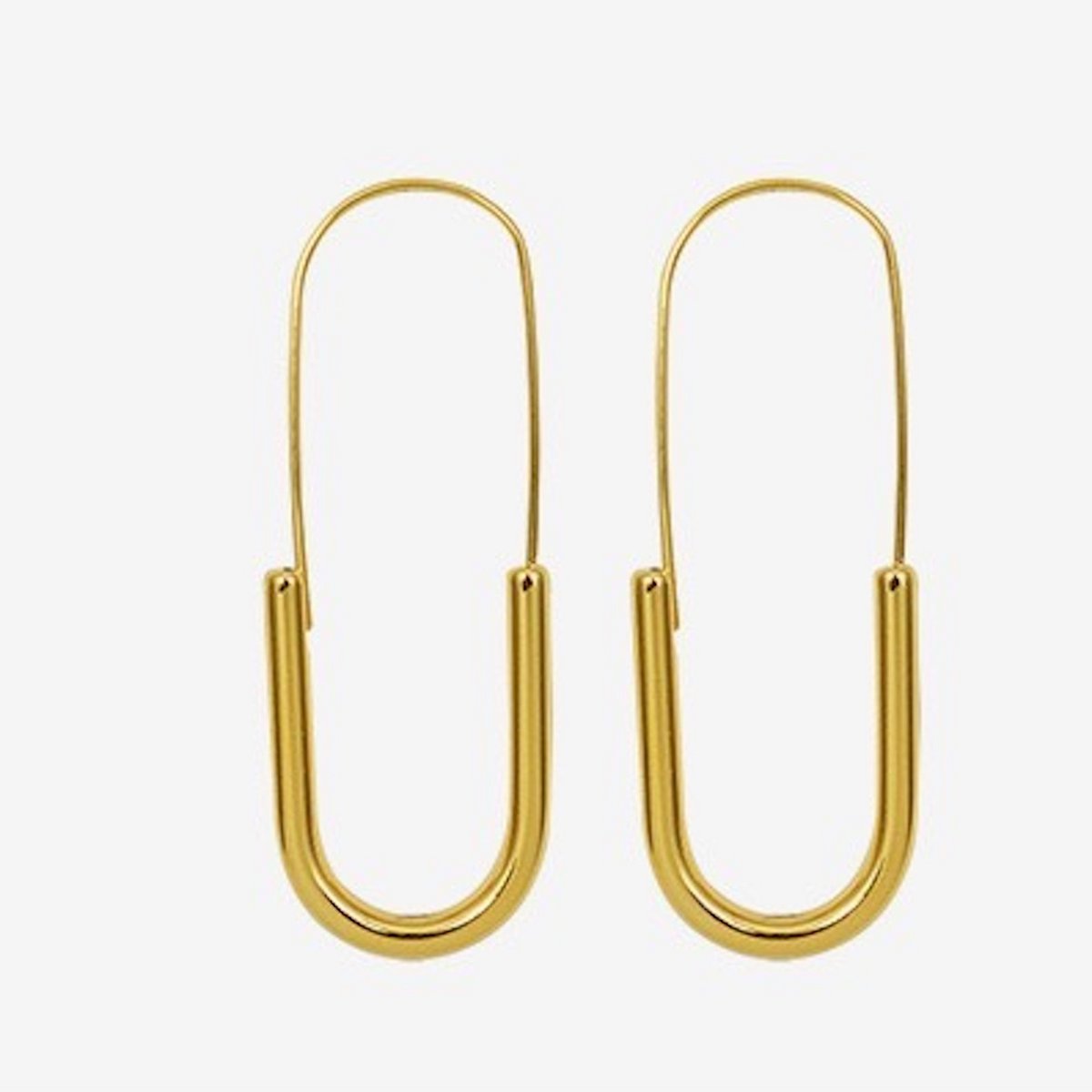 Pendientes delgados con clip de papel de diseño minimalista - oro y plata