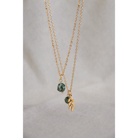 Green Spot Jasper Ketting - Goud