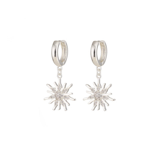 Pendientes pequeños de girasol: esplendor floral refinado - Plata