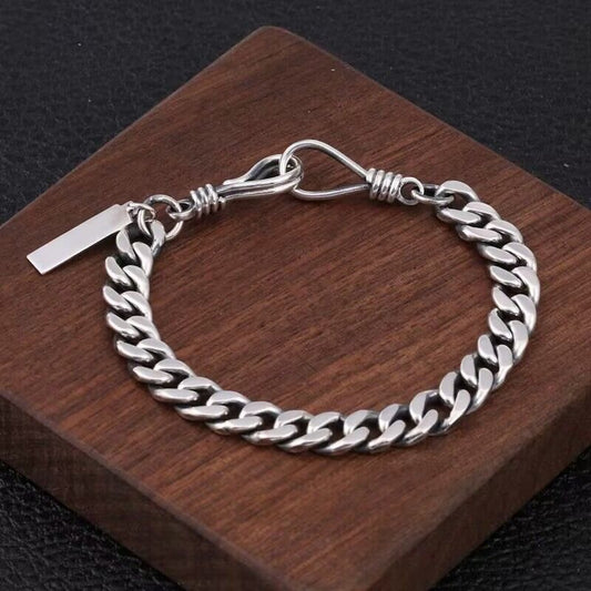 Pulsera de cadena cubana de plata de ley atrevida - Calidad premium