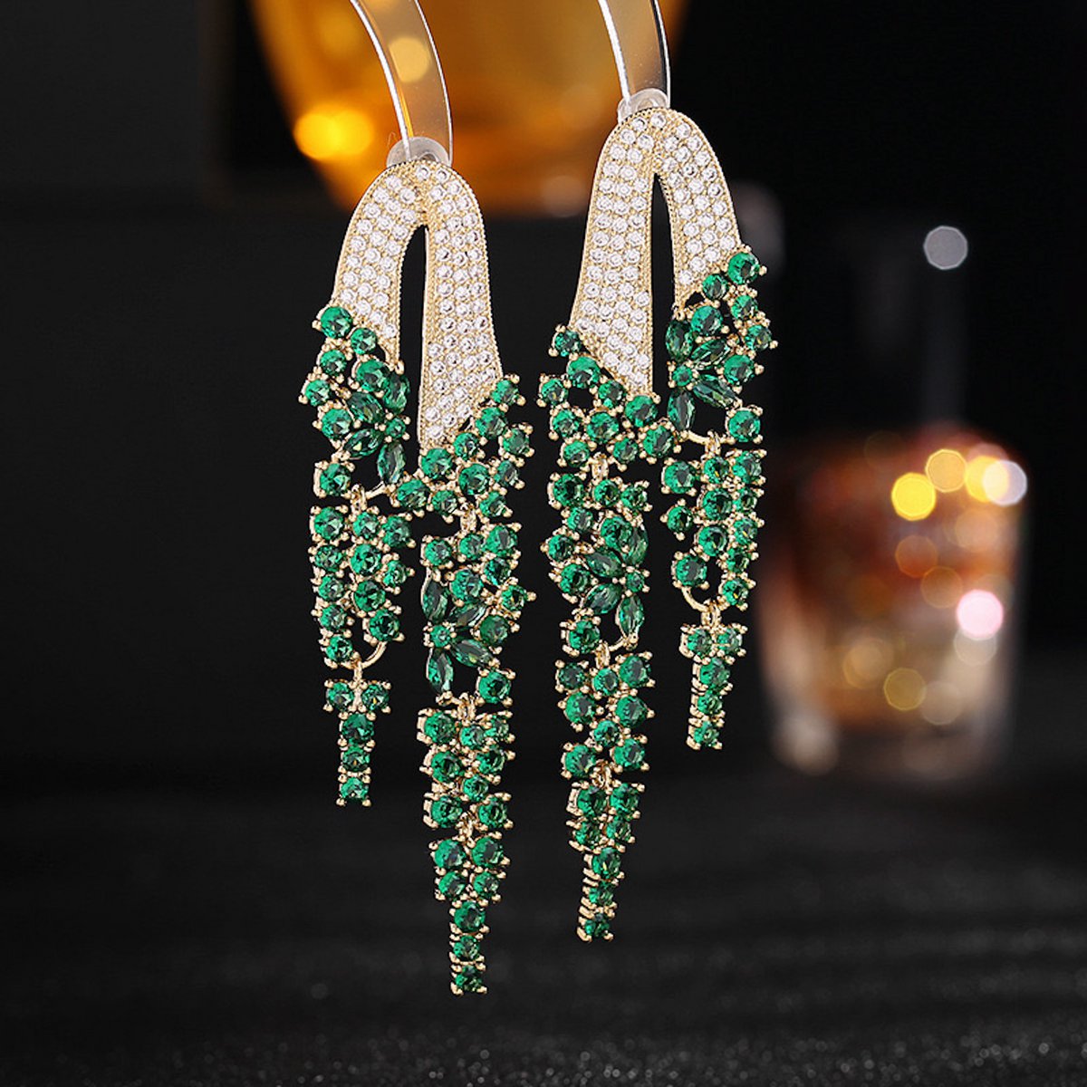 Pendientes colgantes grandes Fancy Bloom de estilo real