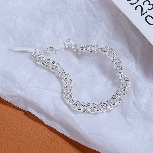 Pulsera clásica de cadena de dragón de plata esterlina