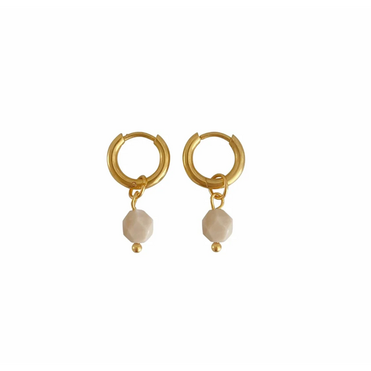 Pendientes Jade Beige - Oro